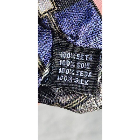 Blue Geometric Silk Tie Set Lot of 3 – Harvé Benard, Stafford, Polifroni Milano - Picture 11 of 16